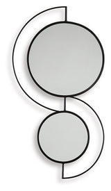 Ashley Furniture Shayham Accent Mirror showing a round, framed mirror with a sleek, modern design for stylish home decor.