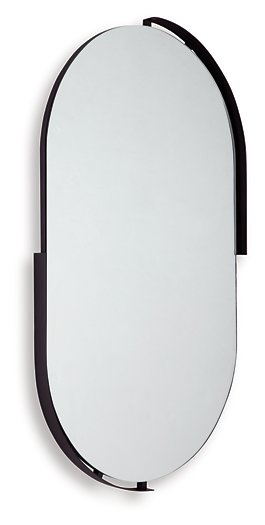 Pair of Ashley Furniture Valkings Accent Mirrors with sleek, modern frames, displayed at an angle on a wall.