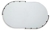 Set of two Ashley Furniture Valkings accent mirrors with modern round design and sleek black frames, ideal for contemporary decor.