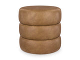 Ashley Furniture Ummi Swivel Accent Ottoman with plush fabric and modern design, shown in a stylish living room setting