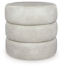 Ashley Furniture Ummi Swivel Accent Ottoman with cushioned top and wooden base, ideal for living room decor and extra seating.