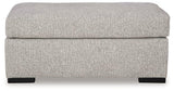 Ashley Furniture Evansley Ottoman, upholstered fabric with tufted top and wooden legs, stylish storage ottoman for living rooms