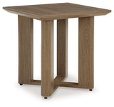 Ashley Furniture Serene Bay outdoor end table with a sleek design, perfect for patio or garden decor.