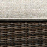 Outdoor loveseat from Ashley Furniture's Shoreside collection with cushioned seating and weather-resistant wicker design.
