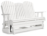 Outdoor loveseat from Ashley Furniture, Hyland Wave design, featuring cushioned seating and a sturdy metal frame for outdoor relaxation.