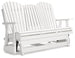Outdoor loveseat from Ashley Furniture, Hyland Wave design, featuring cushioned seating and a sturdy metal frame for outdoor relaxation.