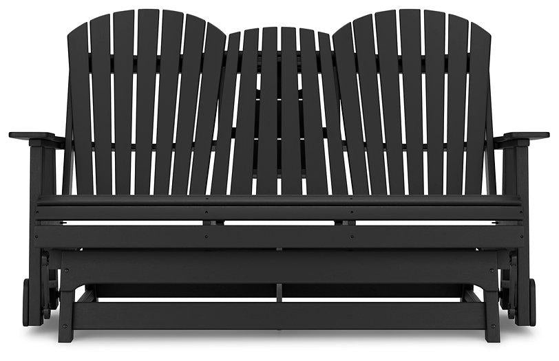 Outdoor loveseat from Ashley Furniture's Hyland Wave collection, featuring a cushioned, weather-resistant design for outdoor relaxation.