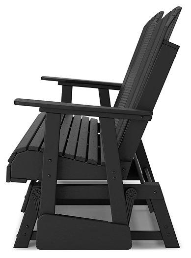 Outdoor loveseat from Ashley Furniture featuring a Hyland wave design, perfect for outdoor seating and relaxation.
