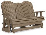 Ashley Furniture Hyland Wave outdoor glider loveseat with cushioned seating and sleek design for outdoor relaxation.