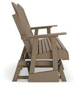 Outdoor loveseat by Ashley Furniture featuring the Hyland wave design, with cushioned seating and a sturdy metal frame for outdoor use.