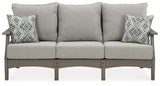 Ashley Furniture Visola outdoor sofa with plush cushions, stylish outdoor seating for patio or garden spaces