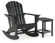 Outdoor Sundown Treasure seating set by Ashley Furniture with cushioned chairs and a matching table, perfect for outdoor relaxation.