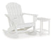 Ashley Furniture Sundown Treasure outdoor seating set with cushioned chairs and a matching table on a patio.