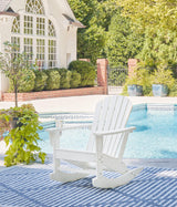 Outdoor seating set by Ashley Furniture featuring cushioned chairs and a table for patio or backyard relaxation.