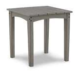 Ashley Furniture Visola outdoor Adirondack chair and end table set, weather-resistant outdoor seating with matching table.