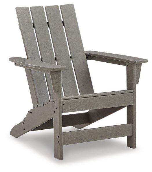 Outdoor Adirondack chair and end table set by Ashley Furniture, stylish outdoor seating with wooden chairs and matching side table
