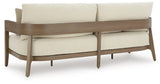 Ashley Furniture Serene Bay outdoor sofa with plush cushions, featuring a stylish design perfect for patio or garden seating.