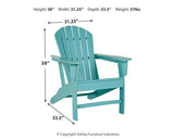 Ashley Furniture Sundown Treasure outdoor seating set with a table, featuring cushioned chairs and a stylish outdoor table.