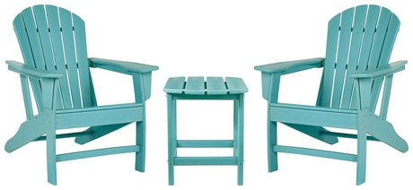 Outdoor table set by Ashley Furniture with a spacious table and matching chairs, perfect for outdoor dining and entertaining.