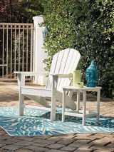 Outdoor table set from Ashley Furniture with a glass-top table and matching chairs, perfect for patio or backyard seating.