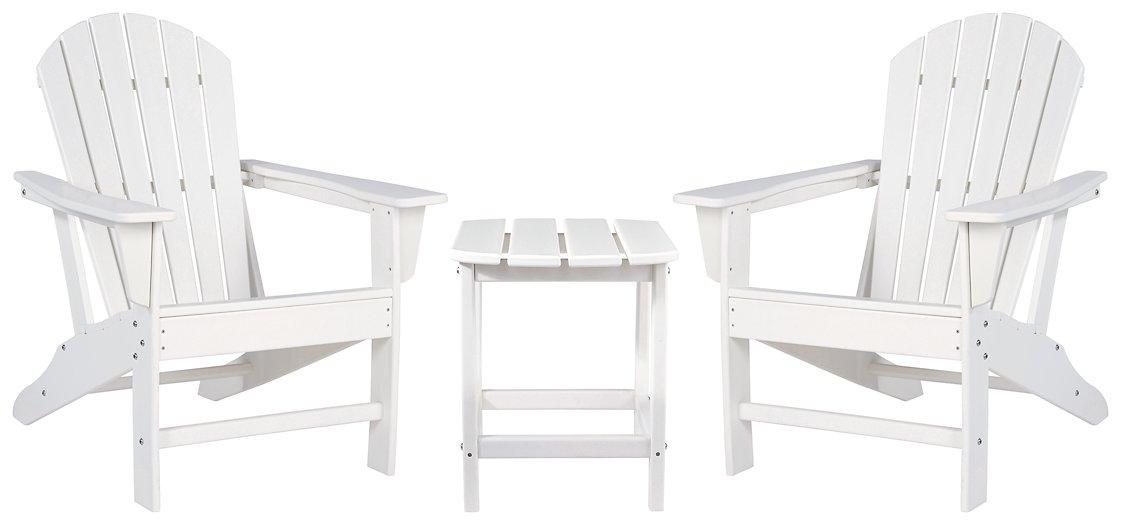 Outdoor Sundown Treasure seating set by Ashley Furniture with a table and chairs in a cozy outdoor setting.