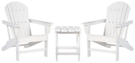 Outdoor Sundown Treasure seating set by Ashley Furniture with a table and chairs in a cozy outdoor setting.