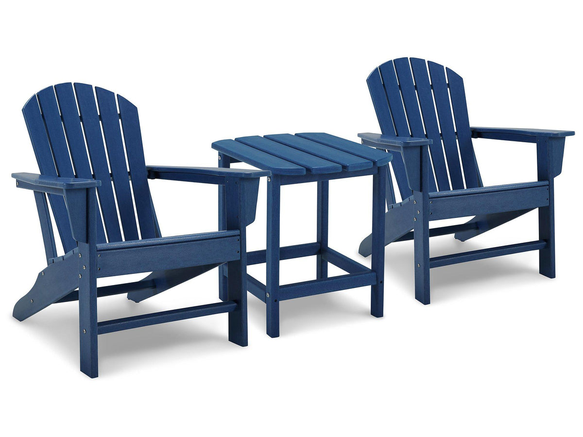 Outdoor table set from Ashley Furniture's Sundown Treasure collection with a table and matching chairs in a cozy outdoor setting.