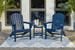 Outdoor seating set with table and chairs from Ashley Furniture, perfect for outdoor dining and relaxing in the yard.