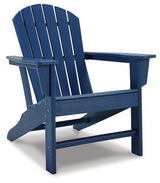 Outdoor table set with cushioned chairs and glass-top table from Ashley Furniture Sundown Treasure Outdoor Seating Set.