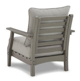 Ashley Furniture Visola outdoor sofa and loveseat set with a matching outdoor table, featuring comfortable cushions and stylish design.