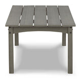 Ashley Furniture Visola outdoor sofa and loveseat set with matching outdoor table, featuring cushioned seating and stylish design.
