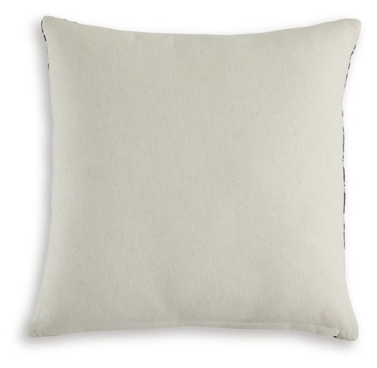 Set of four Ashley Furniture Alanderson pillows with soft fabric covers and decorative patterns, perfect for bedroom or living room decor.