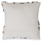 Set of four Ashley Furniture Evermore pillows, plush decorative pillows with textured fabric in neutral tones.