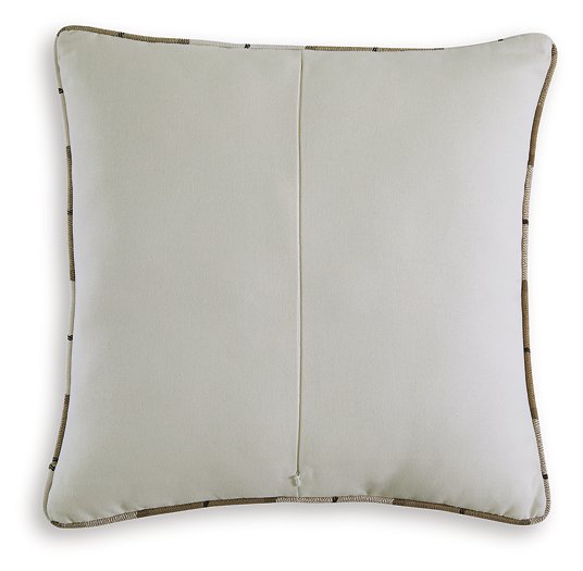 Set of four Ashley Furniture Godricton pillows with textured fabric and decorative patterns, perfect for sofa or bed decor.