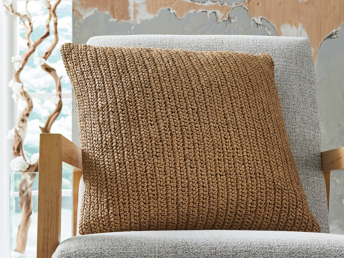 Set of four Habenvale pillows by Ashley Furniture, soft fabric with decorative stitching, ideal for bedroom or sofa decor.