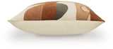 Set of four Ashley Furniture Hallam pillows with decorative fabric and plush filling, arranged on a neutral-colored sofa.