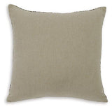 Set of four Ashley Furniture Jayner pillows with neutral fabric covers and decorative stitching, perfect for sofa or bed decor