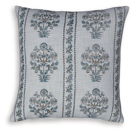 Set of four Ashley Furniture Paulmour pillows with soft fabric covers and decorative stitching, displayed on a neutral background.