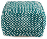 Ashley Furniture Brynnsen Pouf with soft fabric upholstery and plush cushioning, shown from a head-on view.