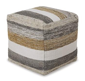 Ashley Furniture Josalind Pouf, soft fabric cushion in neutral tones, versatile seating or footrest.