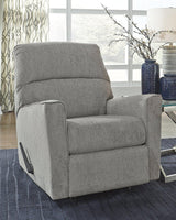 Ashley Furniture Altari recliner in beige fabric, showing plush cushioning and wide armrests for ultimate comfort.