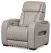 Boyington Power Recliner from Ashley Furniture showing plush fabric, padded armrests, and reclining mechanism in a cozy living room setting.
