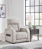 Boyington Power Recliner by Ashley Furniture, showing the comfortable padded recliner with a plush fabric finish.