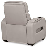 Boyington power recliner by Ashley Furniture, showing plush fabric upholstery and reclining mechanism in a cozy living room setting.