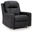 Ashley Furniture Mackmenville recliner in a closed position, featuring plush fabric and a comfortable, stylish design.