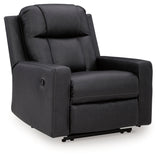 Ashley Furniture Mackmenville recliner in a closed position, featuring plush fabric and a comfortable, stylish design.