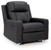 Ashley Furniture Mackmenville recliner in a closed position, featuring plush fabric and a comfortable, stylish design.
