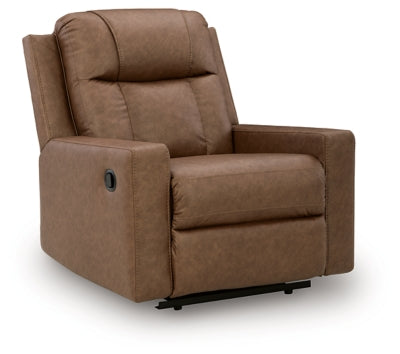 Ashley Furniture Mackmenville recliner in a closed position, featuring plush upholstery and a comfortable, modern design.