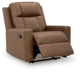 Ashley Furniture Mackmenville recliner shown from an open angle, featuring plush upholstery and comfortable seating design.