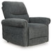 Ashley Furniture Aureta Power Lift Recliner in beige fabric with padded armrests and plush cushioning.